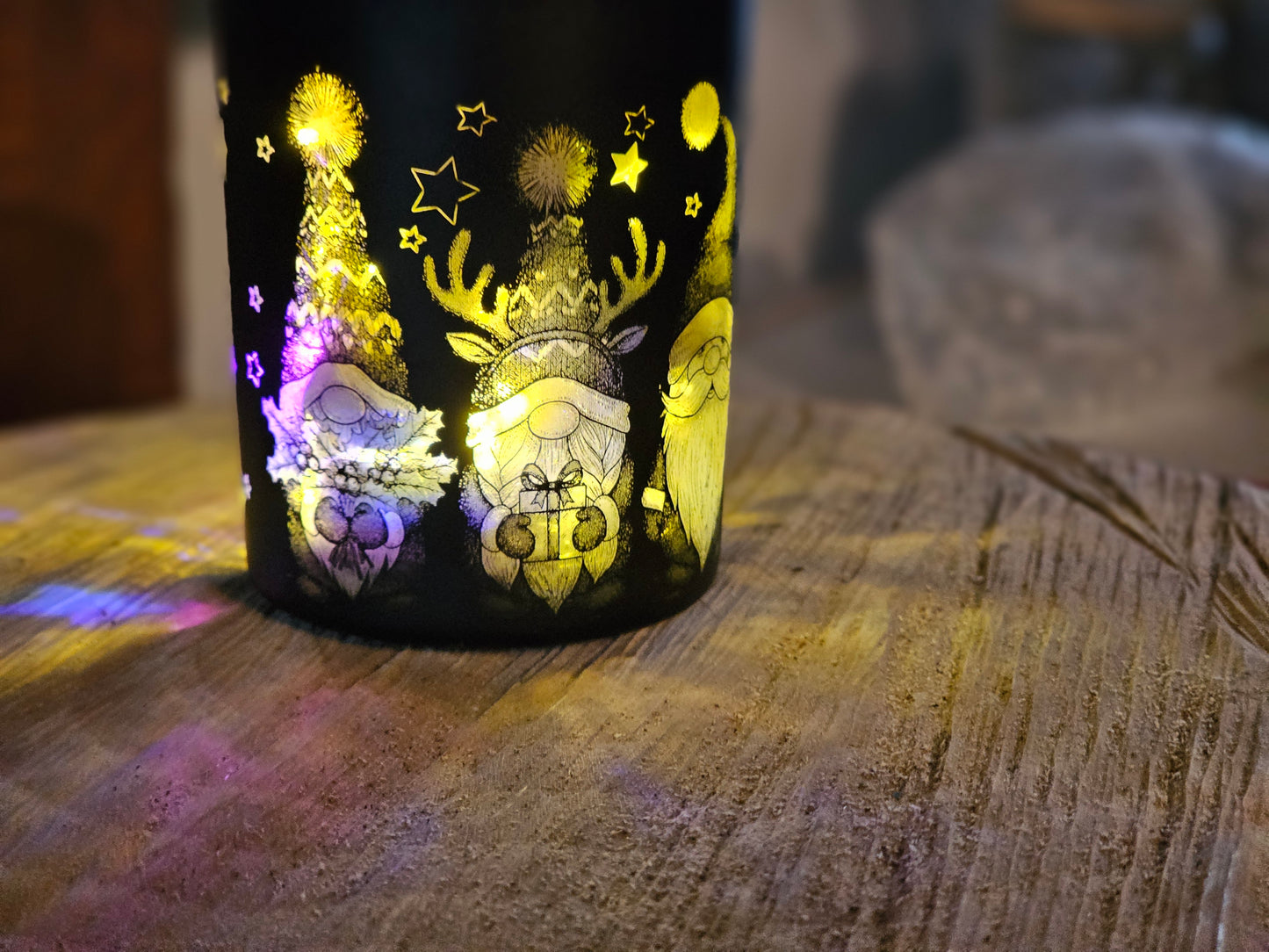 Gelasertes Kerzenglas – Weihnachtsedition | Gnome, Herz oder Stern | Handmade Winterlicht