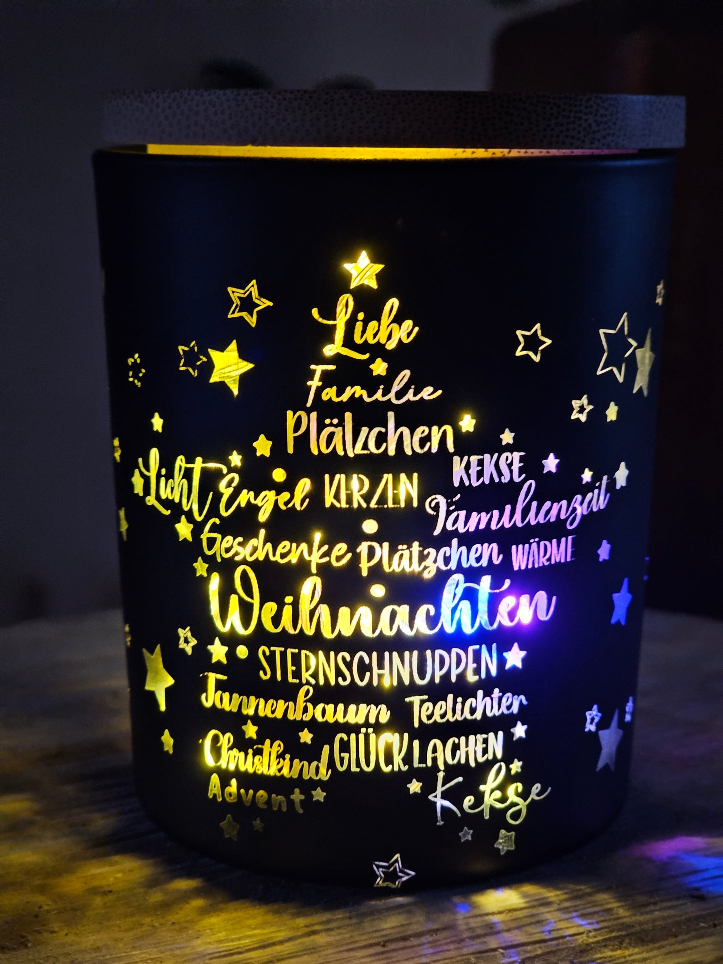 Gelasertes Kerzenglas – Weihnachtsedition | Gnome, Herz oder Stern | Handmade Winterlicht